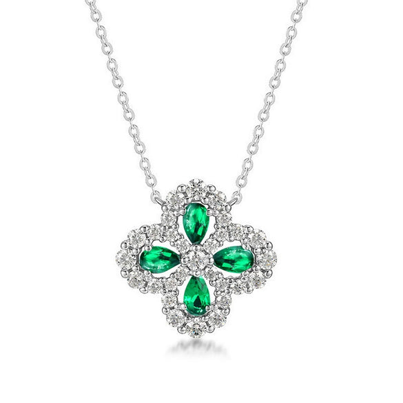 Wholesale Jewelry S925 Silver Geometric Four Leaf Clover Retro Minimalist Necklace Set With Diamonds O Word Chain For Women