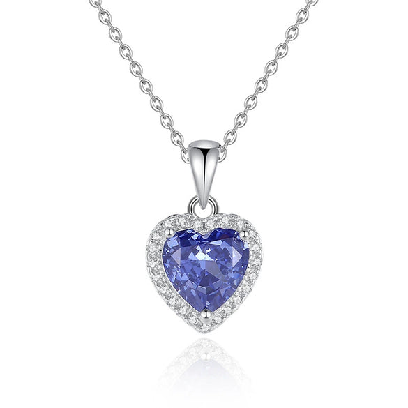 Wholesale Jewelry S925 Silver Heartshaped High Carbon Diamond Pendant Necklace
