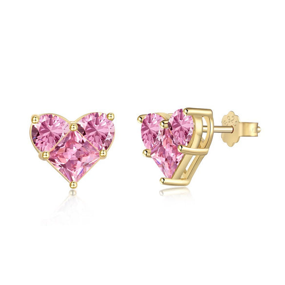 Wholesale Jewelry S925 Silver Light Luxury Heartshaped Zircon Electroplated Necklace Earrings