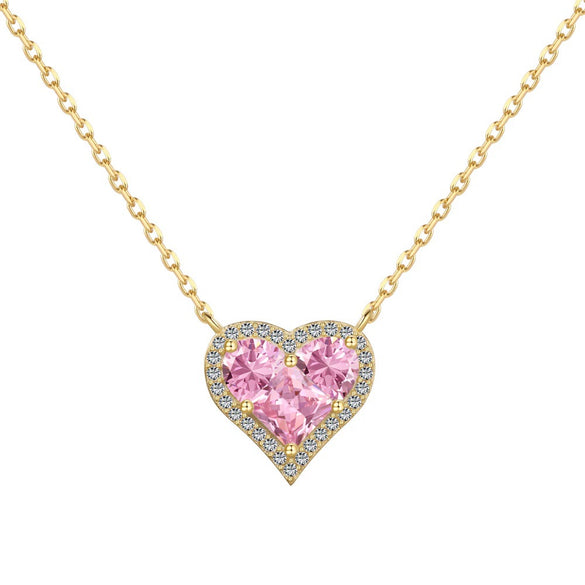 Wholesale Jewelry S925 Silver Light Luxury Heartshaped Zircon Electroplated Necklace Earrings