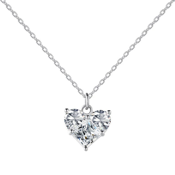 Wholesale Jewelry S925 Silver Light Luxury Heartshaped Zircon Electroplated Necklace Earrings