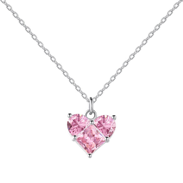 Wholesale Jewelry S925 Silver Light Luxury Heartshaped Zircon Electroplated Necklace Earrings