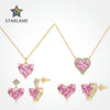 Wholesale Jewelry S925 Silver Light Luxury Heartshaped Zircon Electroplated Necklace Earrings