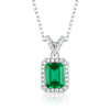 Wholesale Jewelry S925 Silver Luxury Retro Octagonal Cultivation Emerald Geometric Inlay Necklace