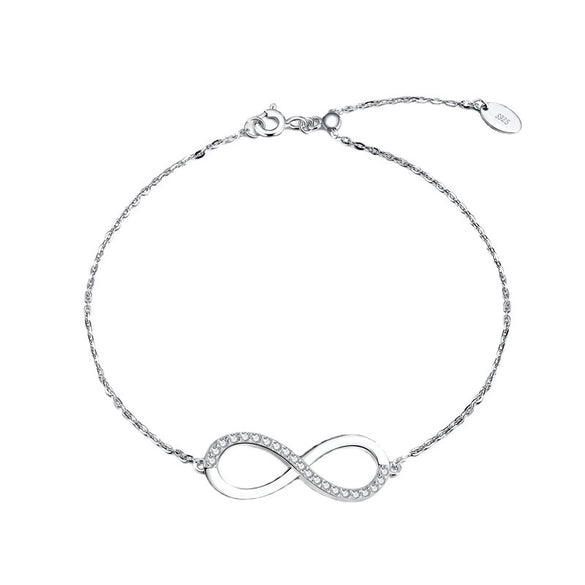 Wholesale Jewelry S925 Sterling Silver Adjustable Bracelet With Diamond 8 Word Symbol Geometric Cartoon Style Electroplated