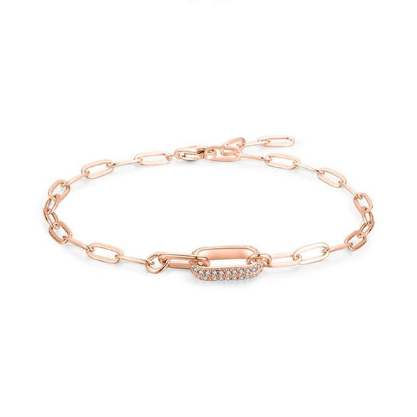 Wholesale Jewelry S925 Sterling Silver Allmatch Rectangular Cross Bracelet With Diamond Geometric Design