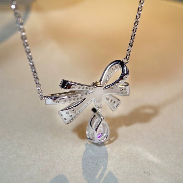Wholesale Jewelry S925 Sterling Silver Bow Necklace Electroplated Ochain For Women