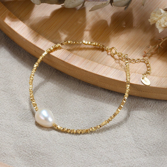 Wholesale Jewelry S925 Sterling Silver Broken Silver Chain Bracelet Geometric Electroplated Light Luxury Women's