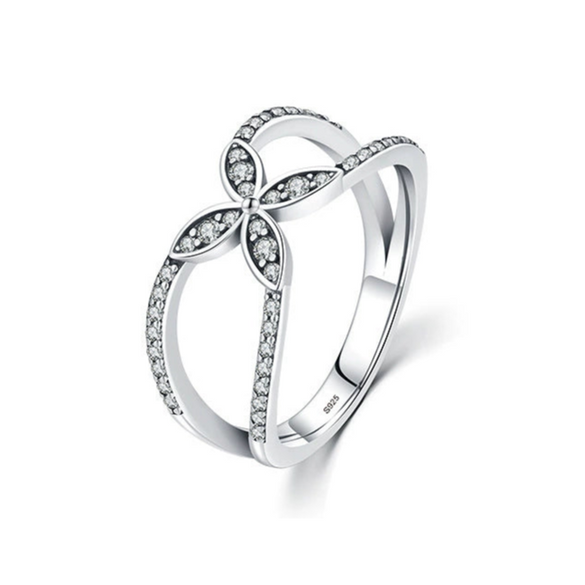 Wholesale Jewelry S925 Sterling Silver Flower Ring Light Luxury Microinlay