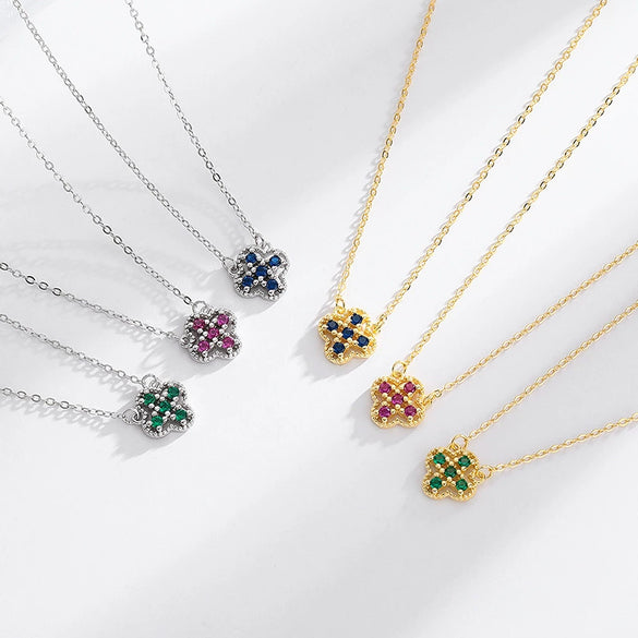 Wholesale Jewelry S925 Sterling Silver Four Leaf Clover Flower Light Luxury Necklace