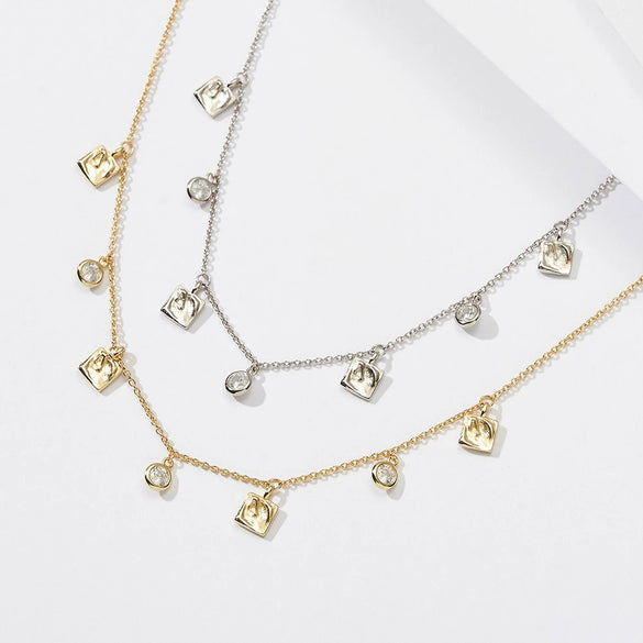 Wholesale Jewelry S925 Sterling Silver Geometric Baroque Pendant Clavicle Chain For Women