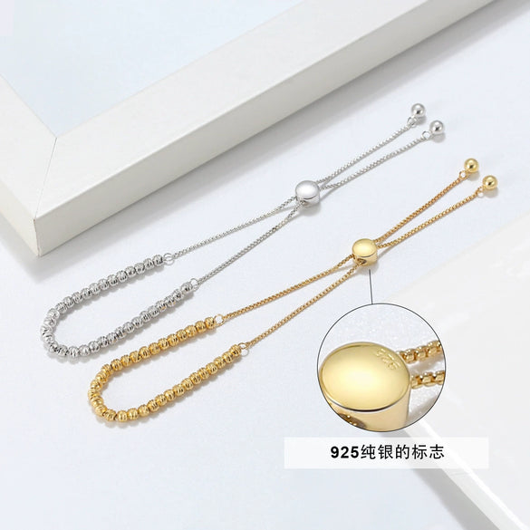 Wholesale Jewelry S925 Sterling Silver Geometric Bead Bracelet Electroplated Simple Trendy For Women