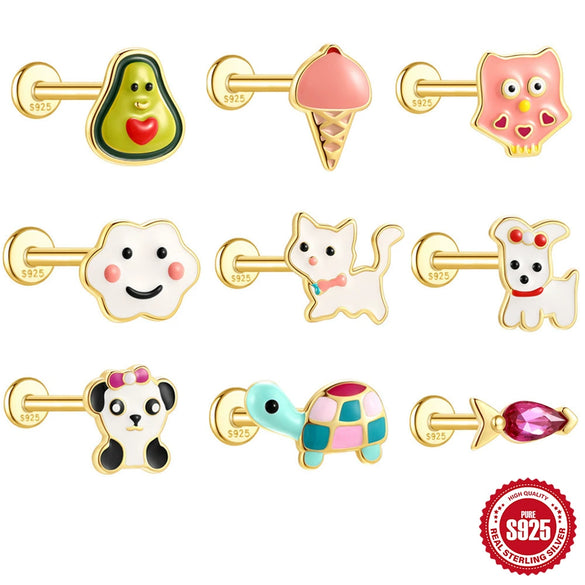 Wholesale Jewelry S925 Sterling Silver Geometric Cartoon Animal Ear Jewelry With Environmentally Friendly Electroplating