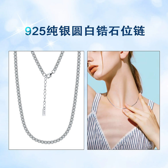 Wholesale Jewelry S925 Sterling Silver Geometric Clavicle Chain Necklace With Electroplating