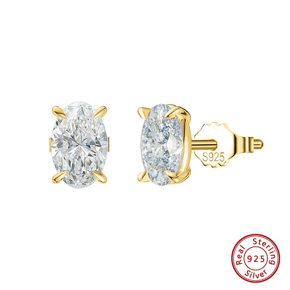 Wholesale Jewelry S925 Sterling Silver Geometric Eggshaped Electroplated Earrings For Women