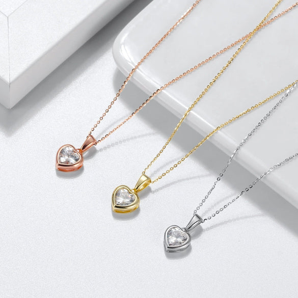 Wholesale Jewelry S925 Sterling Silver Geometric Heart Clavicle Necklace For Girls With Polishing Treatment