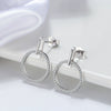 Wholesale Jewelry S925 Sterling Silver Geometric Hollow Round Stud Earrings With Electroplating
