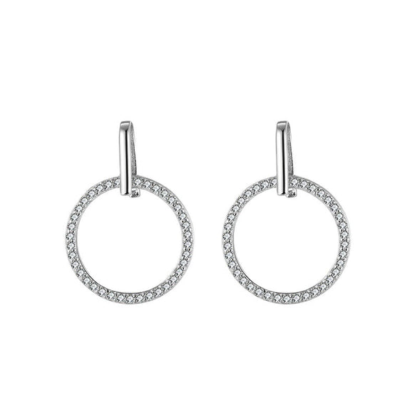 Wholesale Jewelry S925 Sterling Silver Geometric Hollow Round Stud Earrings With Electroplating