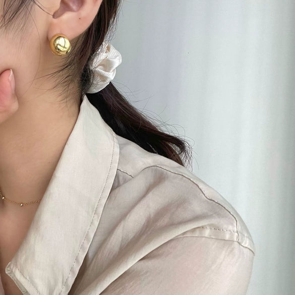 Wholesale Jewelry S925 Sterling Silver Geometric Style Retro Round Spherical Electroplated Women's Earrings