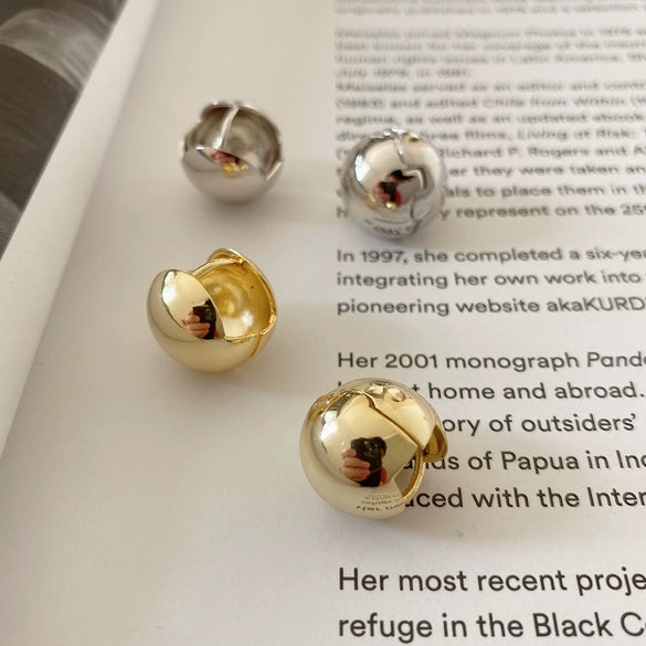Wholesale Jewelry S925 Sterling Silver Geometric Style Retro Round Spherical Electroplated Women's Earrings