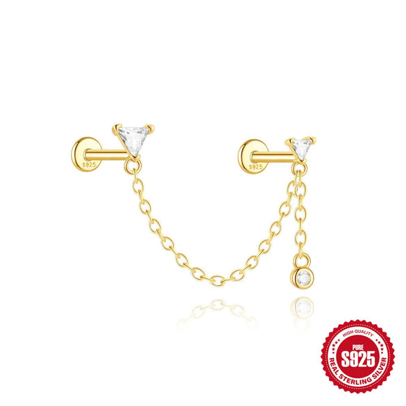 Wholesale Jewelry S925 Sterling Silver Geometric Tassel Ear Jewelry With Environmentally Friendly Electroplating Unisex