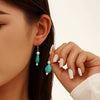 Wholesale Jewelry S925 Sterling Silver Geometric Turquoise Pendant Earrings Electroplated For Women