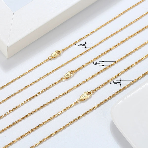 Wholesale Jewelry S925 Sterling Silver Geometric Twist Rope Chain Necklace Electroplated