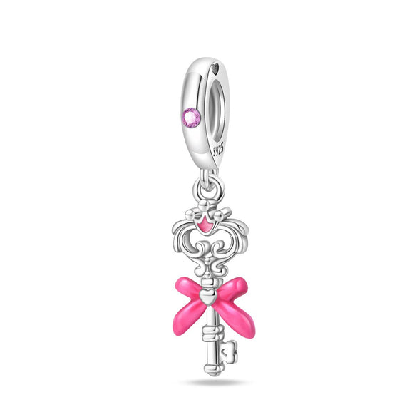Wholesale Jewelry S925 Sterling Silver Heart Lock Key Pendant Beads Dripping Oil Design Bracelet Accessories