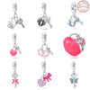 Wholesale Jewelry S925 Sterling Silver Heart Lock Key Pendant Beads Dripping Oil Design Bracelet Accessories