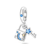 Wholesale Jewelry S925 Sterling Silver Heart Lock Key Pendant Beads Dripping Oil Design Bracelet Accessories