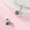 Wholesale Jewelry S925 Sterling Silver Heart Lock Key Pendant Beads Dripping Oil Design Bracelet Accessories