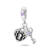 Wholesale Jewelry S925 Sterling Silver Heart Lock Key Pendant Beads Dripping Oil Design Bracelet Accessories