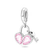 Wholesale Jewelry S925 Sterling Silver Heart Lock Key Pendant Beads Dripping Oil Design Bracelet Accessories
