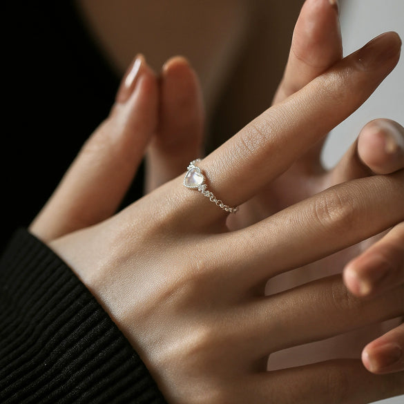 Wholesale Jewelry S925 Sterling Silver Heart Shaped Sweet Style Ring Bracelet With Seiko Design