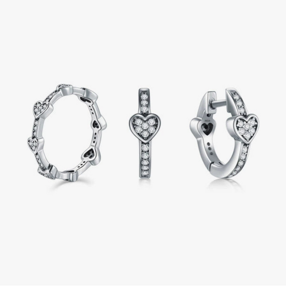 Wholesale Jewelry S925 Sterling Silver Love Water Drops Bell Microinlay Women's Earrings Ring Bracelet