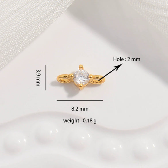 Wholesale Jewelry S925 Sterling Silver Microinlaid Zircon Double Hanging Pendant Handmade Diy Connector For Bracelet Necklace Earrings Round Pattern Simple Geometric Style