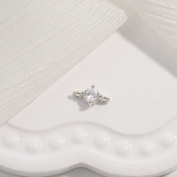 Wholesale Jewelry S925 Sterling Silver Microinlaid Zircon Double Hanging Pendant Handmade Diy Connector For Bracelet Necklace Earrings Round Pattern Simple Geometric Style
