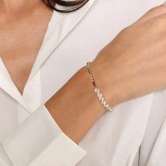 Wholesale Jewelry S925 Sterling Silver Natural Millet Bead Bracelet Electroplated For Women