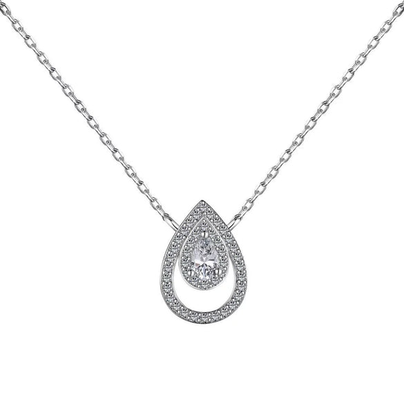 Wholesale Jewelry S925 Sterling Silver Natural Style Water Drop Hollow Inlaid Zircon Women's Necklace Ring Earrings Set With Stars Sun And Moon Clouds Cosmic Patterns