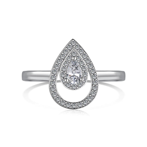 Wholesale Jewelry S925 Sterling Silver Natural Style Water Drop Hollow Inlaid Zircon Women's Necklace Ring Earrings Set With Stars Sun And Moon Clouds Cosmic Patterns