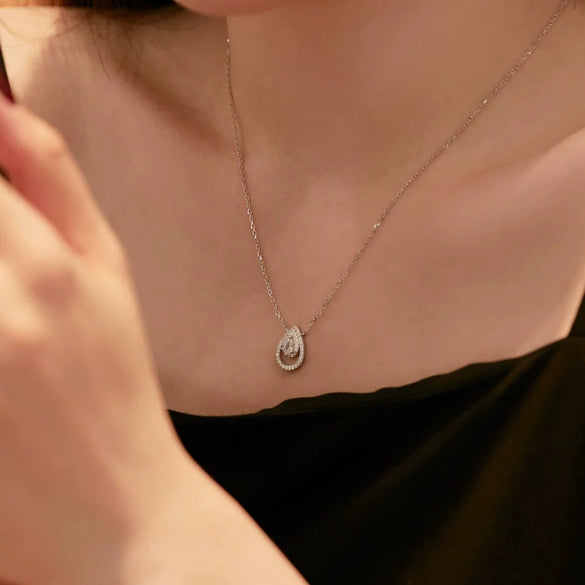 Wholesale Jewelry S925 Sterling Silver Natural Style Water Drop Hollow Inlaid Zircon Women's Necklace Ring Earrings Set With Stars Sun And Moon Clouds Cosmic Patterns