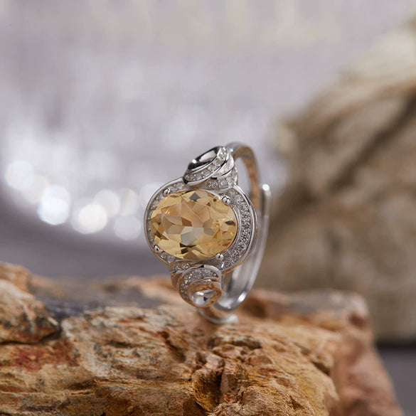 Wholesale Jewelry S925 Sterling Silver Natural Topaz Yellow Amethyst Color Leaf Pattern Set With Gems Bracelet