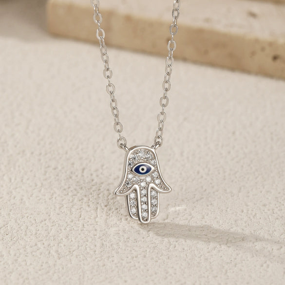 Wholesale Jewelry S925 Sterling Silver Palm Pendant Necklace Electroplating For Women