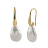 Wholesale Jewelry S925 Sterling Silver Pearl Earrings Baroque Geometric Style Electroplating