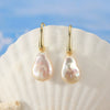 Wholesale Jewelry S925 Sterling Silver Pearl Earrings Baroque Geometric Style Electroplating