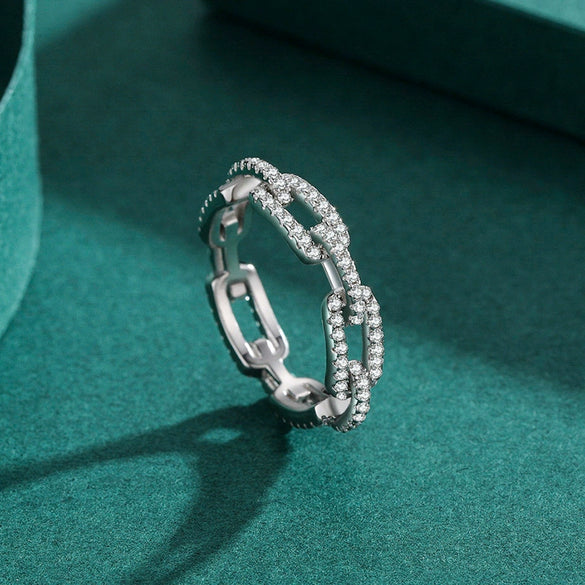 Wholesale Jewelry S925 Sterling Silver Ring Diamond Cut Geometric Design Zircon