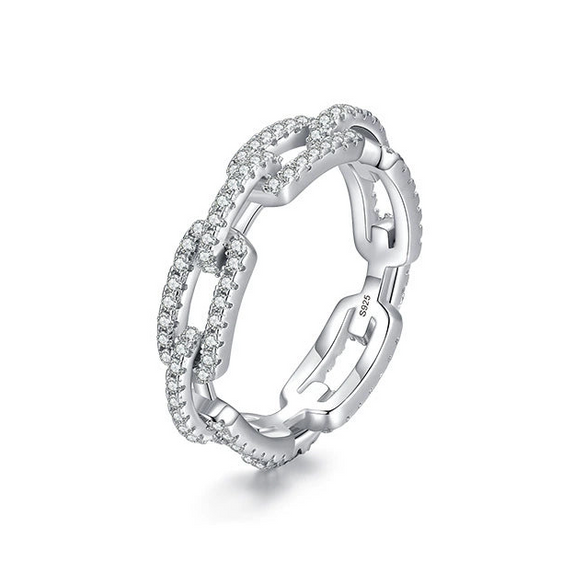 Wholesale Jewelry S925 Sterling Silver Ring Diamond Cut Geometric Design Zircon