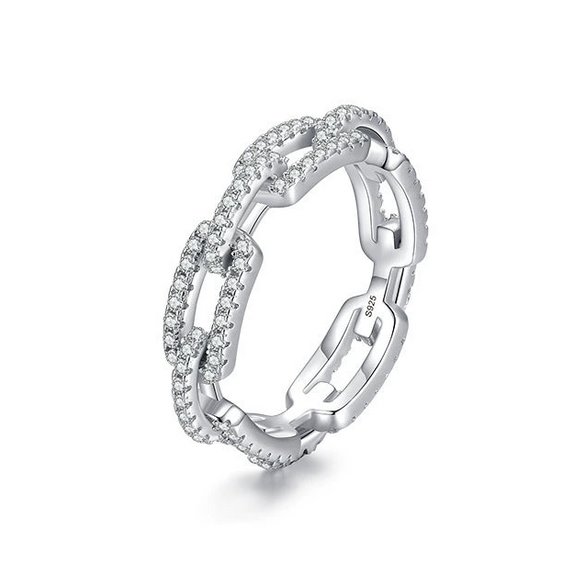 Wholesale Jewelry S925 Sterling Silver Ring Diamond Cut Geometric Design Zircon