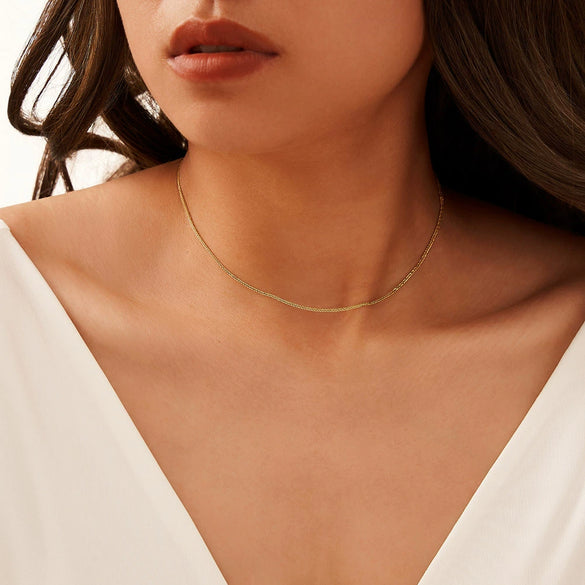 Wholesale Jewelry S925 Sterling Silver Simple Clavicle Chain Necklace With Electroplating