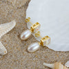 Wholesale Jewelry S925 Sterling Silver Square Zircon Natural Pearl Electroplating Geometric Earrings For Women